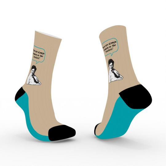 Mid-Rise Socks | Willa Cather Socks | Teal, Black, and Tan Socks | There are Always Dreamers on The Frontier Quote | Soft & Cozy Socks | The Willa Cather Foundation | Soft Comfortable Socks | One Size Fits Most