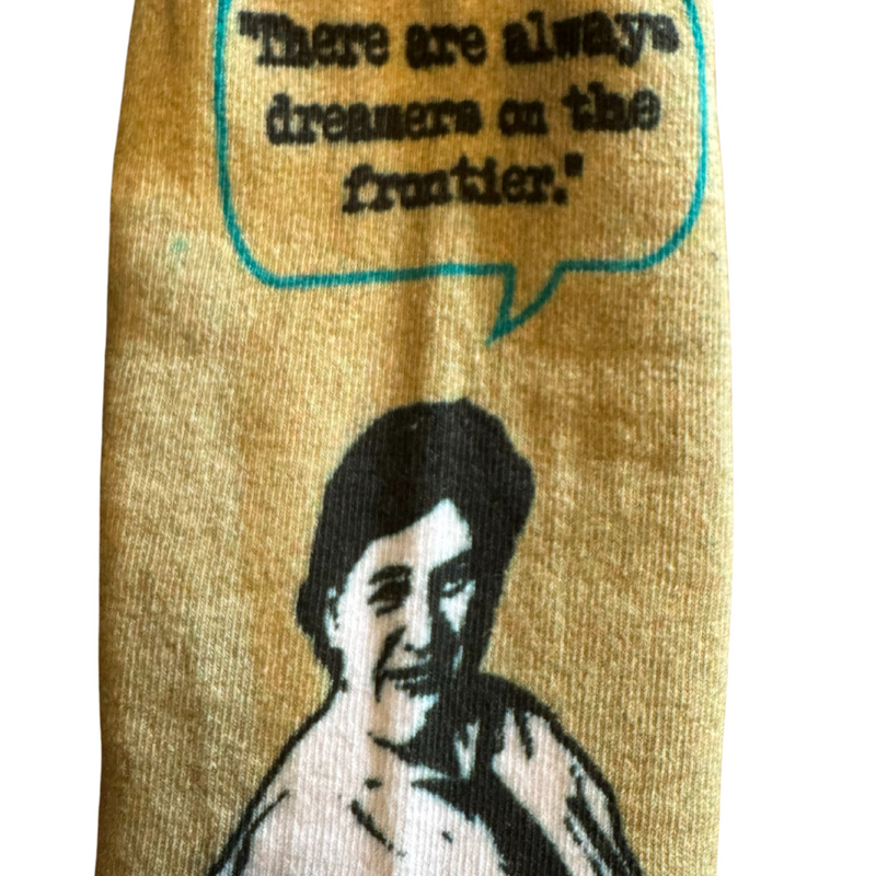 Mid-Rise Socks | Willa Cather Socks | Teal, Black, and Tan Socks | There are Always Dreamers on The Frontier Quote | Soft & Cozy Socks | The Willa Cather Foundation | Soft Comfortable Socks | One Size Fits Most