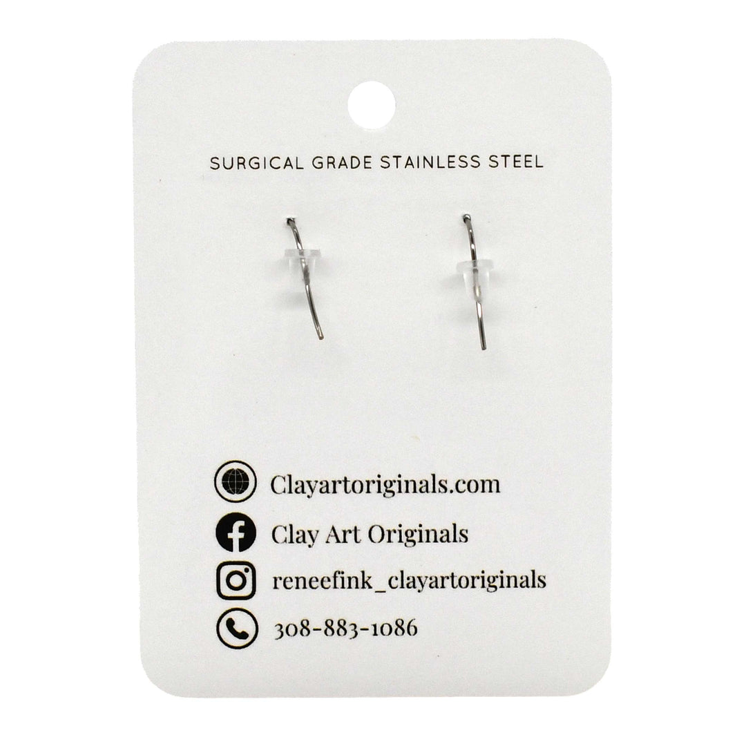Husker "N" Red and White Dangle Polymer Clay Earrings | Clay Art Originals