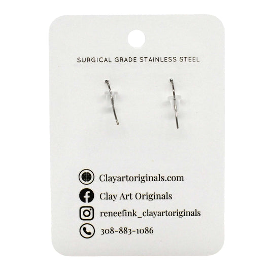 Husker "N" Red and White Dangle Polymer Clay Earrings | Clay Art Originals