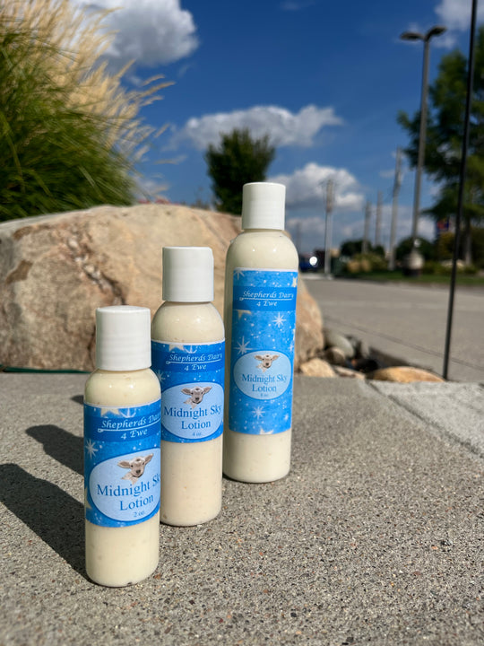 Midnight Sky Lotion | Multiple Sizes | Victorian Lotion | Daily Moisturizer | Sheep Milk Lotion | Skin Firming | Hydrating Minerals | Leaving the Skin Silky and Smooth | Fresh, Clean Scent | All Natural