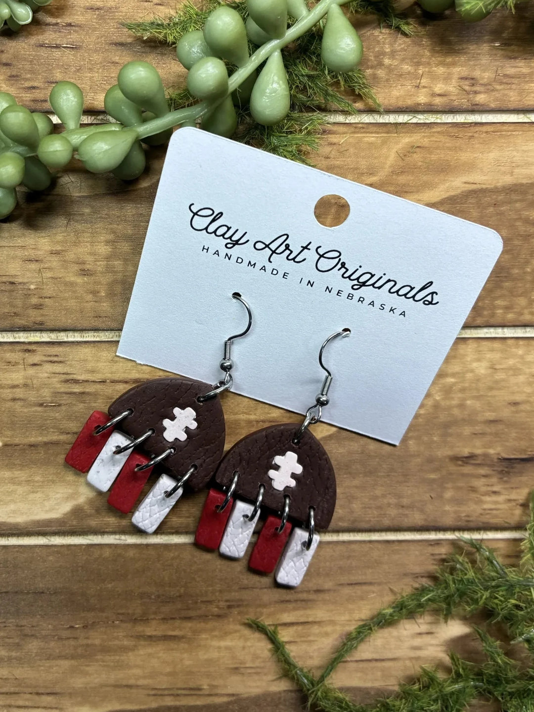 Football Fringe Polymer Clay Earrings | Clay Art Originals
