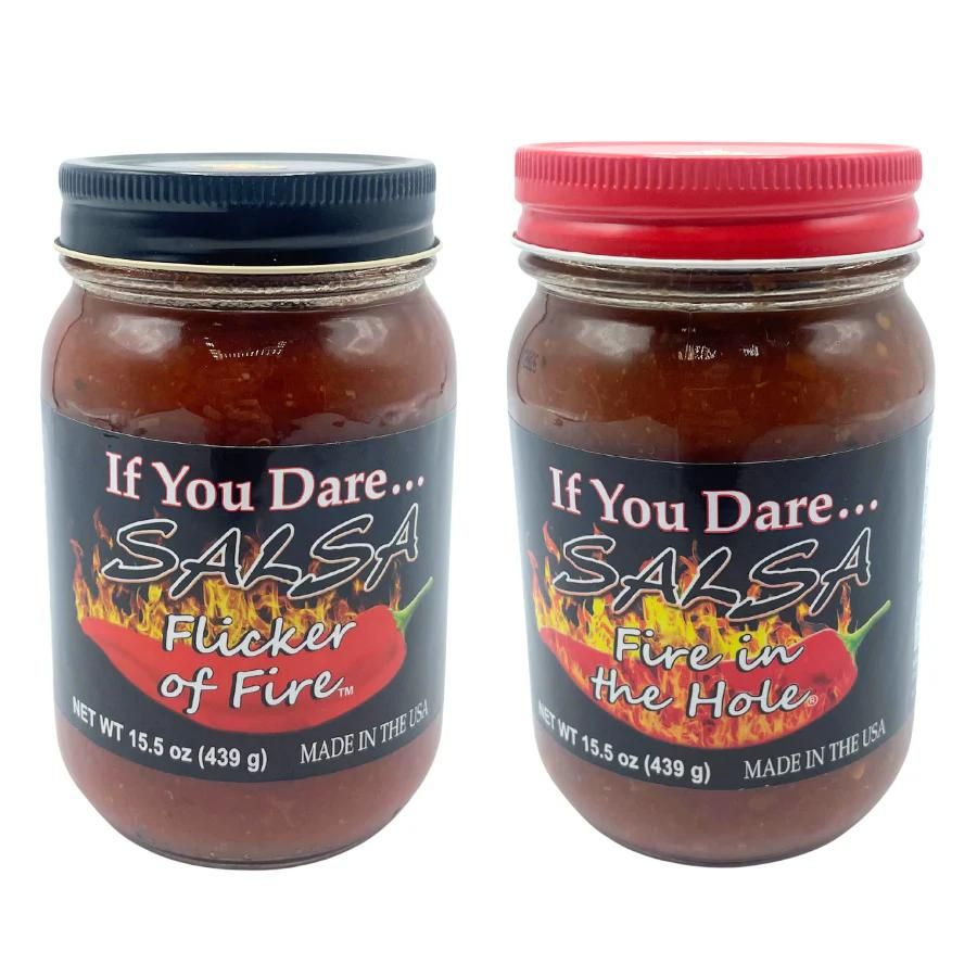 A combo pack of If You Dare Salsa: Flicker of Fire and Fire in the Hole on a white background