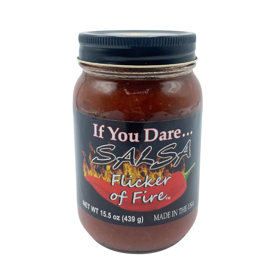 If You Dare Salsa: Flicker of Fire on a white background
