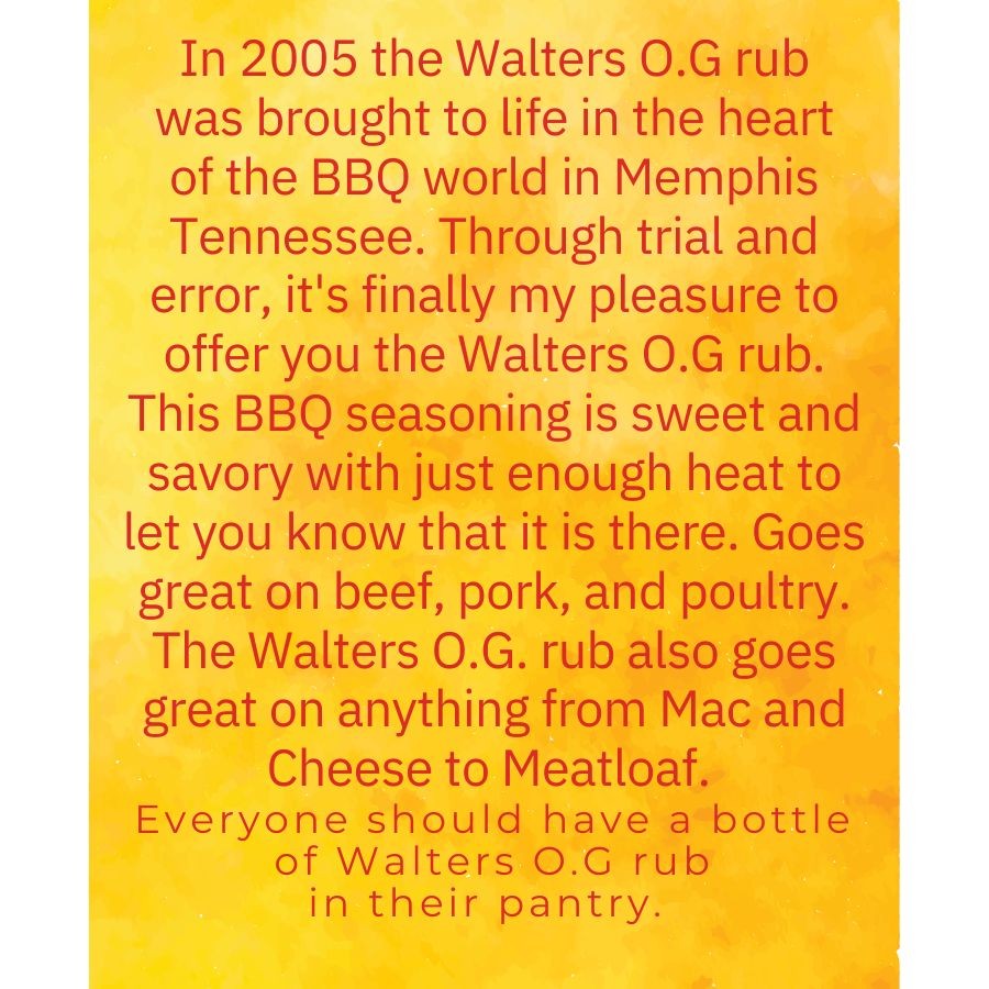 Walters BBQ | The Original Dry Rub | 8 oz. Bottle | Well Suited Seasoning For Chicken, Pork or Beef | Adds Accent of Flavor To Proteins | Classic BBQ Rub | Nebraska Spice | Made In The USA