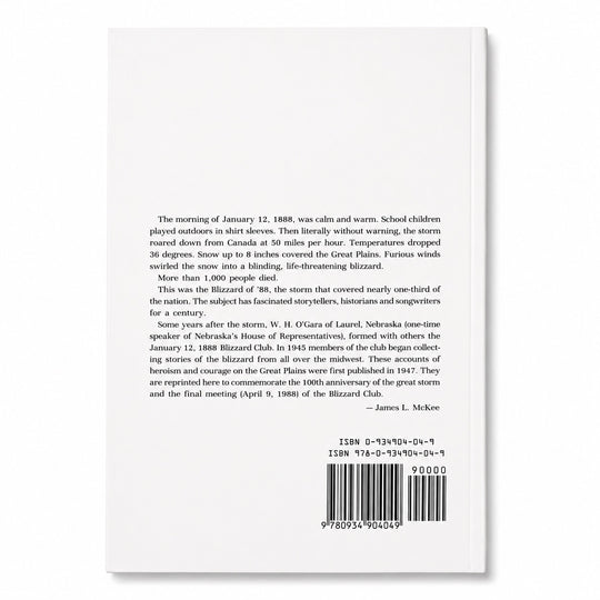 Back of In All It's Fury: The Great Blizzard of 1888 by W.H. O'Gara 