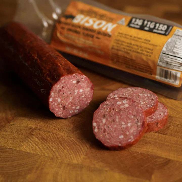 Original Summer Sausage | All Natural Bison Meat | High Protein Snack | No MSG | Ready To Eat | Charcuterie Meat |  7-8 oz. Roll | Pack of 3 | Shipping Included | Perfect For Family Gatherings Or Snacking | Rich Taste Of Bison With Blend Of Savory Spices