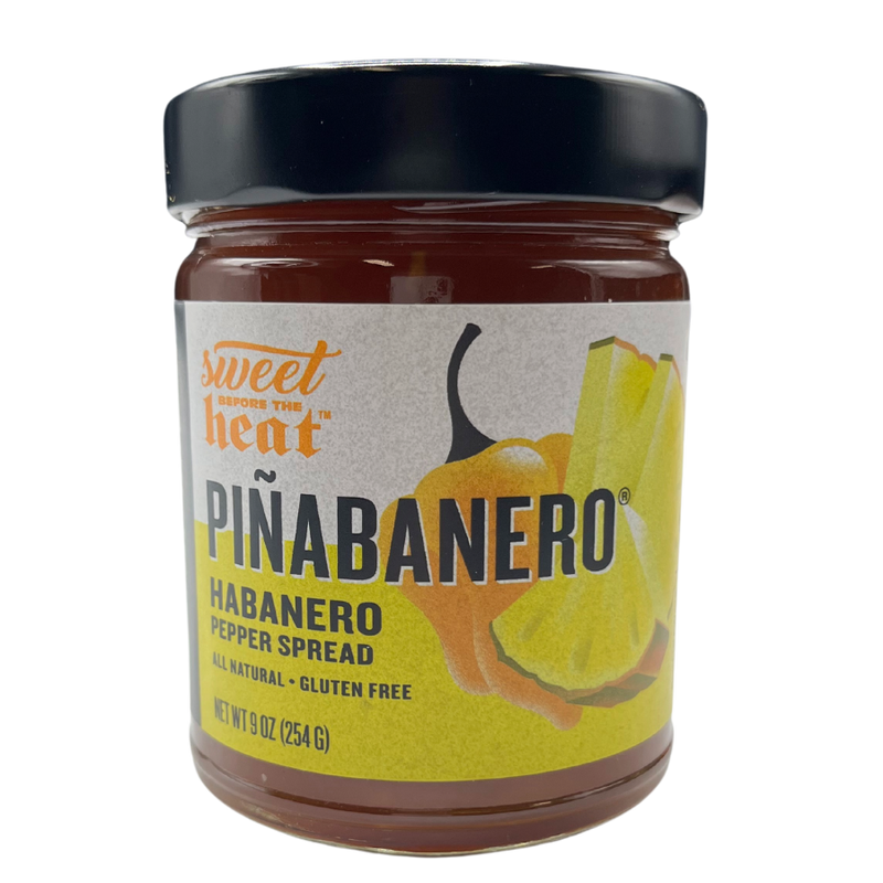 Piñabanero Pepper Spread | 9 oz. Jar | Pineapple Pepper Spread | Gluten Free | Sweet and Spicy | All Natural Spread | Delicious Compliment To Pork Loin, Salmon & Halibut, and Pizza | Used As A Marinade, Glaze Enhancer, and BBQ Sauce | Nebraska Made