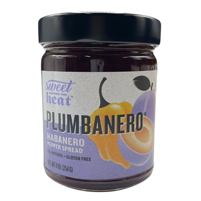Plumbanero Pepper Spread | 9 oz. Jar | Plum Pepper Spread | Gluten Free | Sweet and Spicy | All Natural | Fruity Heat | Delicious Compliment To Chicken Thighs, Meatballs, and Toast | Adds A Unique Touch To Ordinary Dishes | Nebraska Jelly Spread