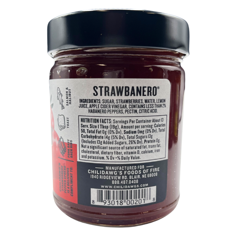 Strawbanero Pepper Spread | 9 oz. Jar | Strawberry Pepper Spread | Gluten Free | Sweet and Spicy | Nebraska Made | Delicious Compliment To Pork Baby Back Ribs, Toast, And Salmon & Halibut | Fruity Heat | 6 Pack | Shipping Included