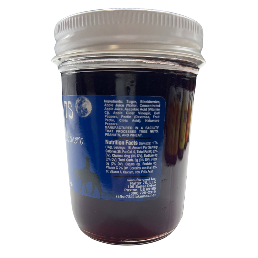 Blackberry Habanero Jelly | 8 oz. Jar | Tasty On Cream Cheese With Crackers, In Sour Cream As A Dip, Or As A Marinade | All Natural | Hand-Picked Blackberries | Nebraska Jelly | Adds A Sweet, Fruity Note To Any Ordinary Dish