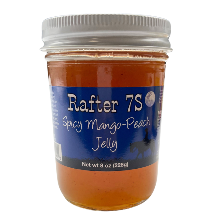 Spicy Mango-Peach Jelly | 8 oz. Jar | No Preservatives | All Natural | Fresh Blend Of Mangos And Peaches With A Little Kick | Serve Over Cream Cheese With Crackers For Easy Appetizer | Try As A Glaze For Protein or On Peanut Butter Sandwich