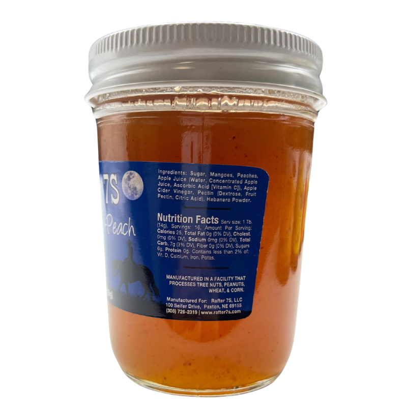 Spicy Mango-Peach Jelly | 8 oz. Jar | No Preservatives | All Natural | Fresh Blend Of Mangos And Peaches With A Little Kick | Serve Over Cream Cheese With Crackers For Easy Appetizer | Try As A Glaze For Protein or On Peanut Butter Sandwich