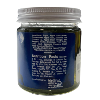 Jalapeno Jelly | 4 oz. Jar | All Natural Ingredients | No Preservatives | Add A Kick To Your Favorite Dip Or Protein Glaze | Mild Spiciness | Perfect Amount Of Spice | Nebraska Handcrafted Jelly