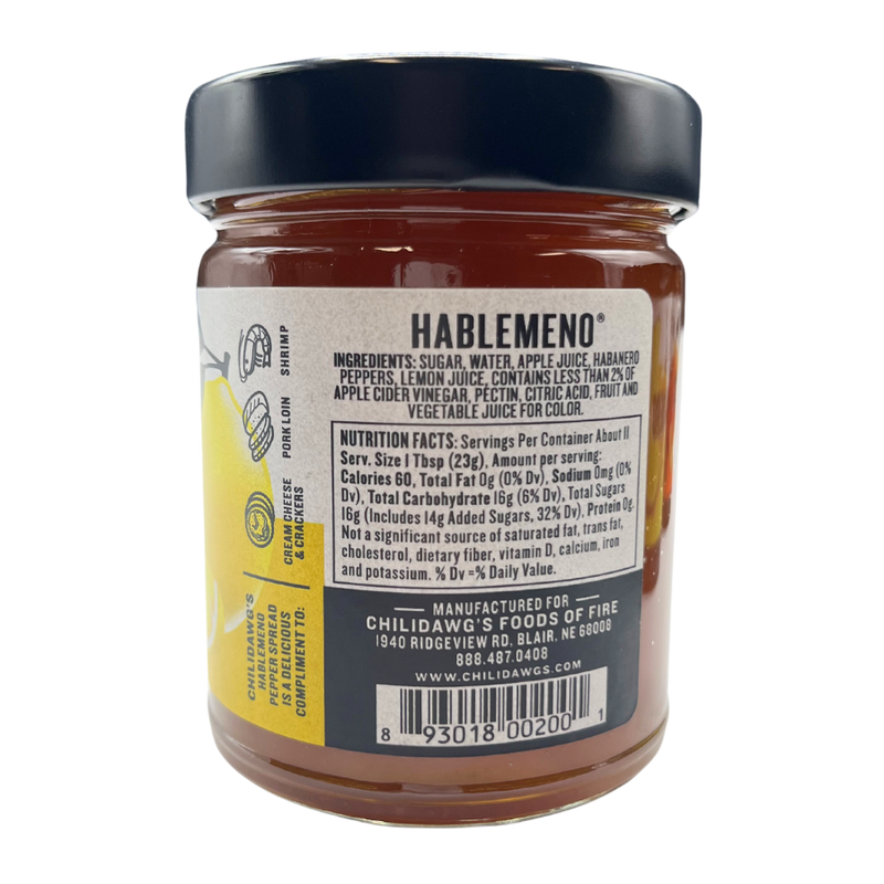 Hablemeno Pepper Spread | 9 oz. Jar | Lemon Pepper Spread | Gluten Free | Sweet and Spicy | Delicious Compliment To Cream Cheese & Crackers, Pork Loin, and Shrimp | Adds A Zesty Kick To Any Dish | All Natural Ingredients | Nebraska Made