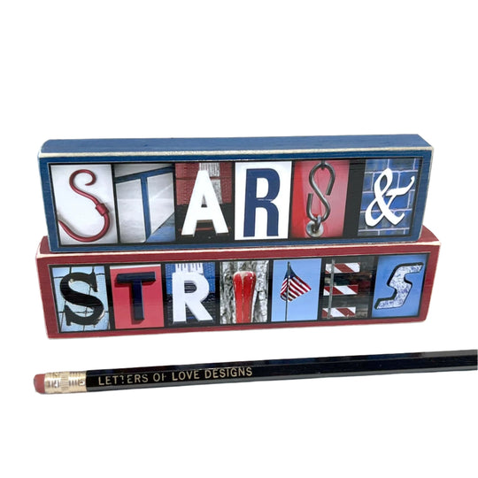 Stars & Stripes Word Block Set | Letters of Love Designs