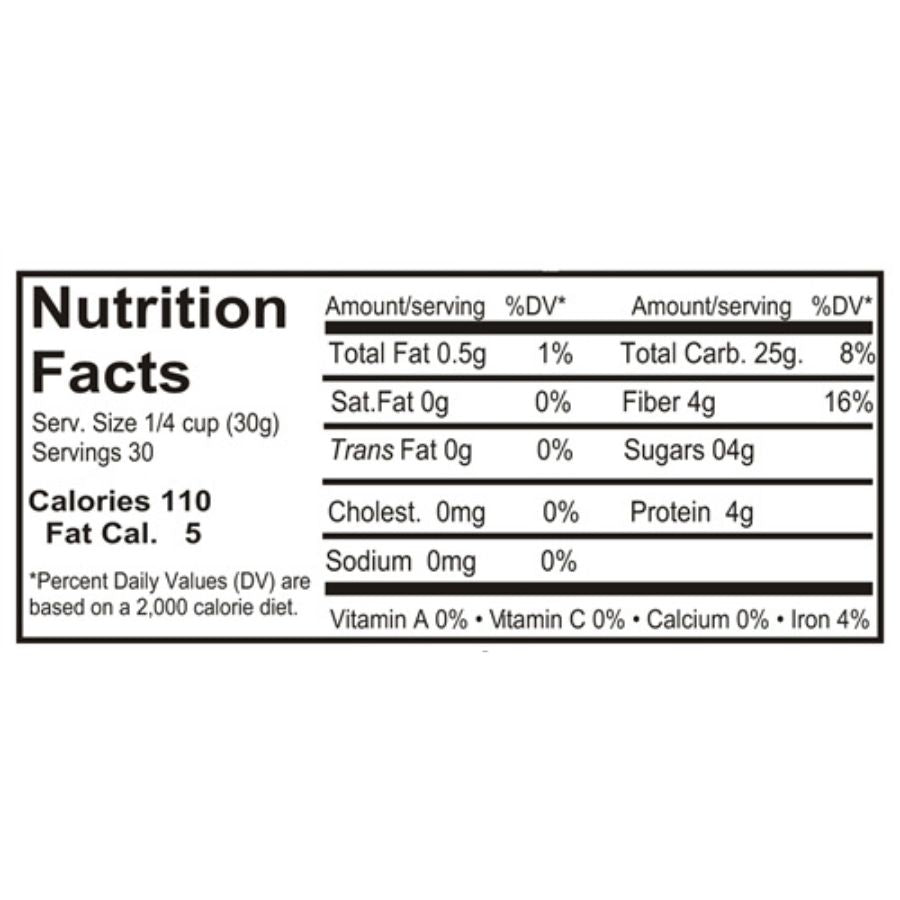 Nutrition Label For Organic Kamut Wheat