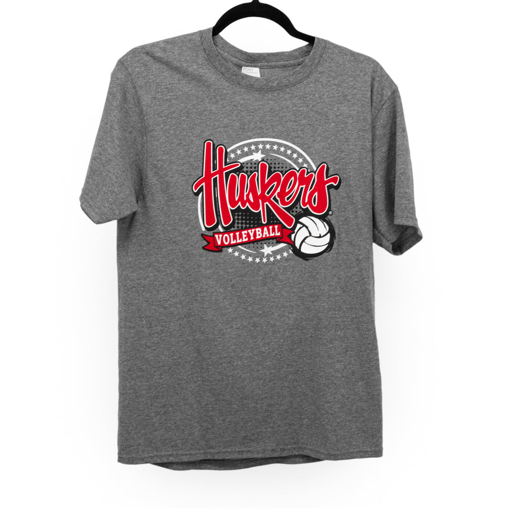 Nebraska Huskers Volleyball T-shirt | Graphite Grey | Soft Blend Material | GBR Volleyball Apparel | Licensed Sports Apparel | Multiple Sizes