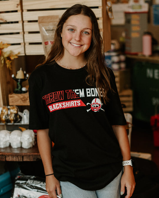 Nebraska Throw Them Bones Blackshirts Tee | Black