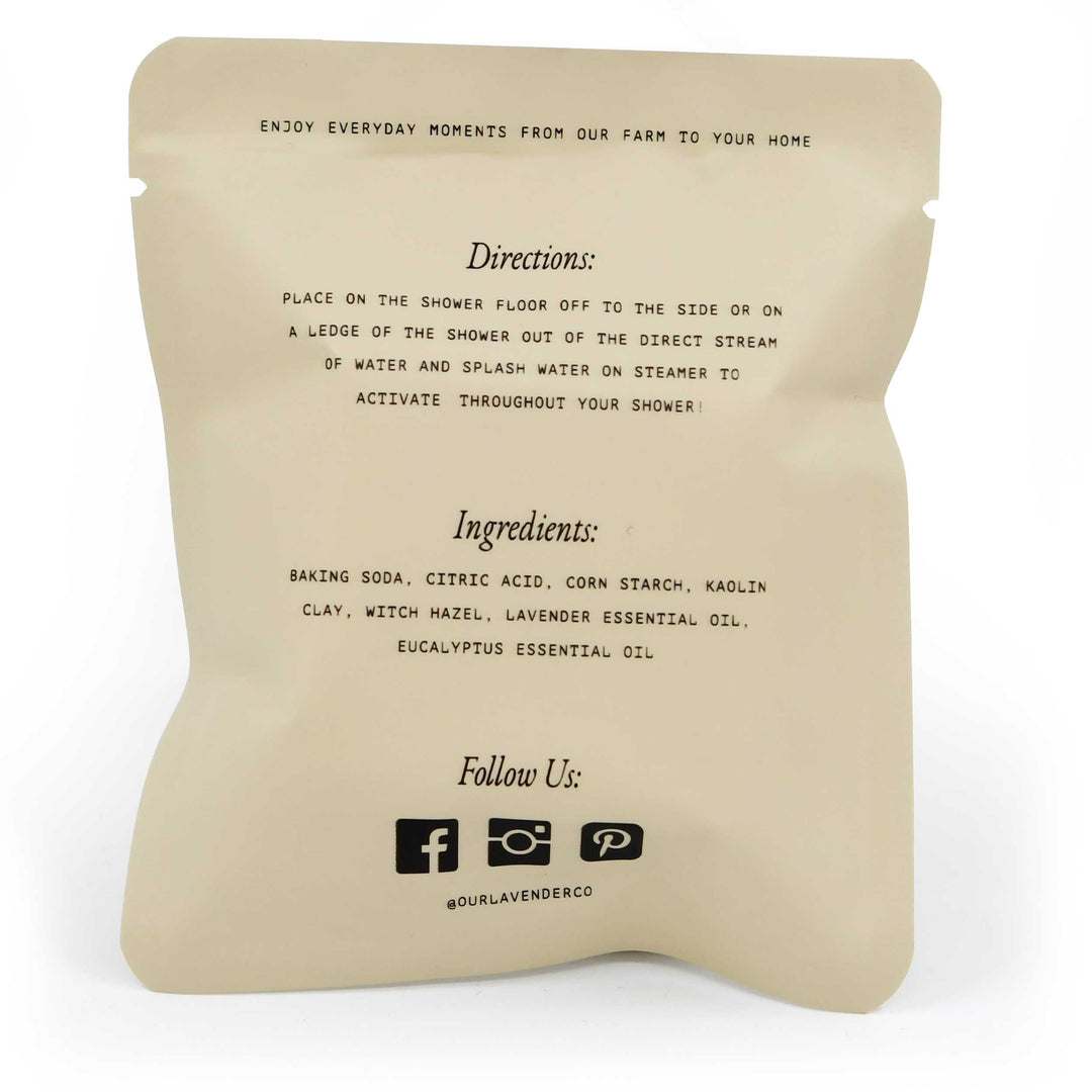 Beige packaging with text and social media icons on a white background