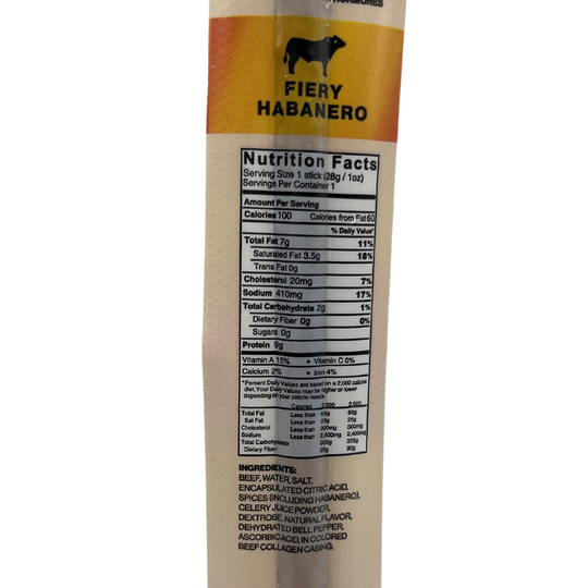 Fiery Habanero Flavor Beef Stick | 1 oz | JVL Enterprises