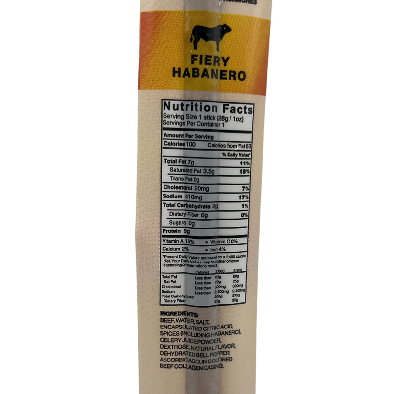 Beef Stick | 1 oz. | Fiery Habanero Flavor | Certified Piedmontese Beef | All Natural Nebraska Grass Fed & Finished Beef | High Protein Snack | Packed with Heat | Easy, Quick Snack | Perfect for Jerky Lovers | Makes Great Stocking Stuffer