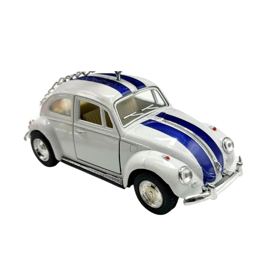 White 1967 Volkswagen With Blue Stripe Figurine