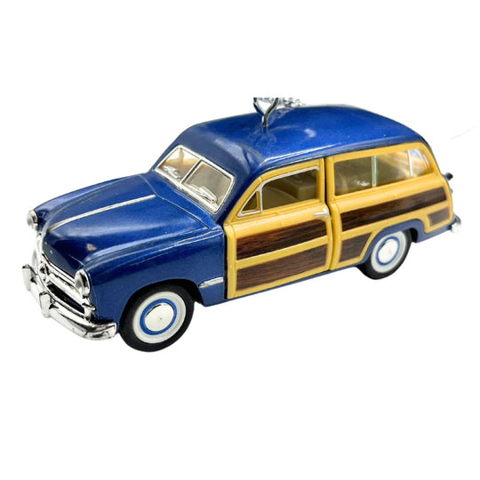 Blue Scale 1949 Ford Woody Figurine With Yellow Doors 