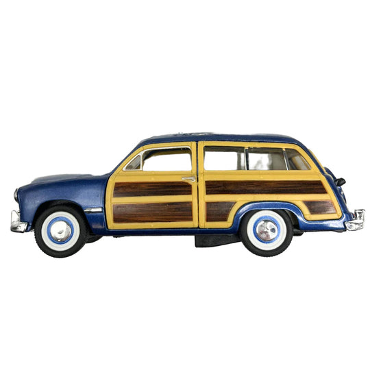 Side Profile of Blue Scale 1949 Ford Woody Figurine 