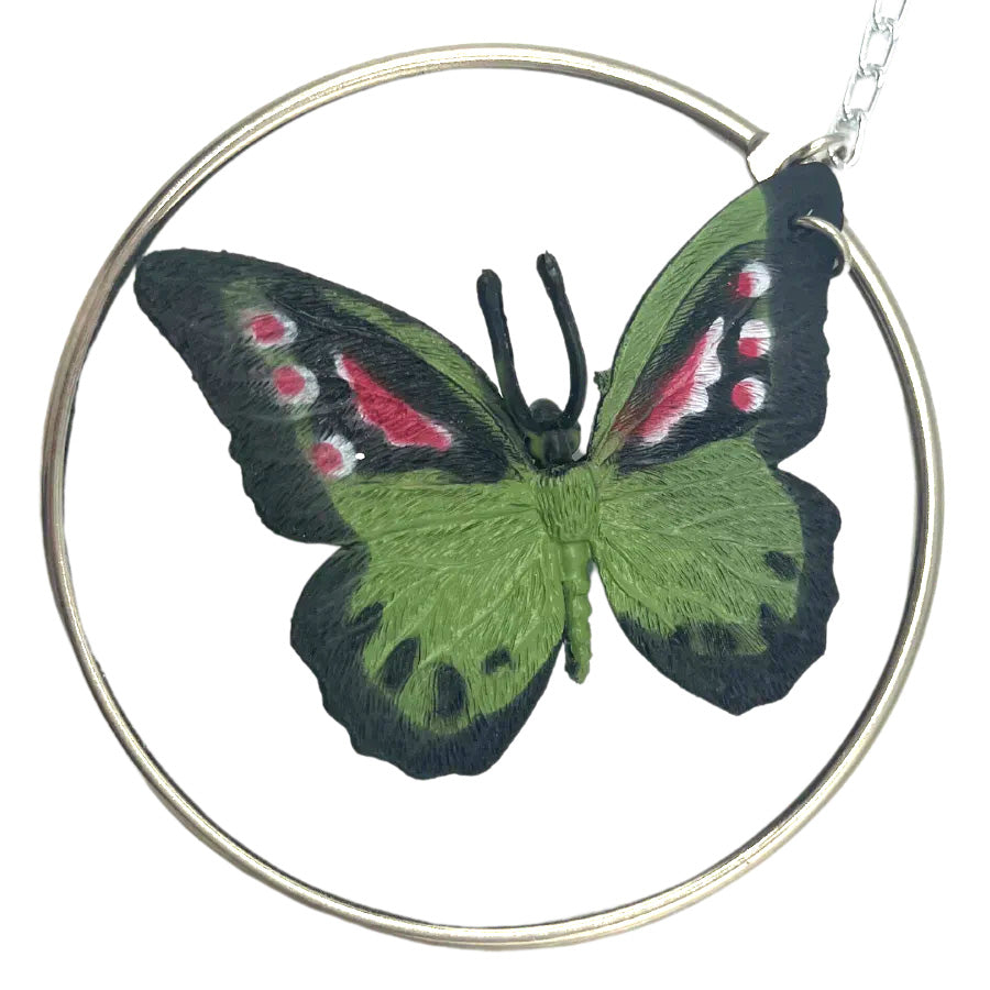 Green, Red, White, & Black Butterfly Figurine 