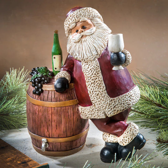 Santa with Wine Barrel Ornament | Pack of 3 | Enjoy A Glass Of Wine With Santa | Made in Lincoln, NE | Bert Anderson Collection