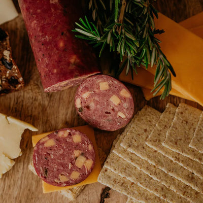 Jalapeno Peppercheese Summer Sausage | All Natural Bison Meat | High Protein Snack | No MSG | Ready To Eat | Charcuterie Meat | 7-8 oz. Roll | Cooked To Tender Perfection | Extra Kick In Every Bite | Perfect Gift Idea