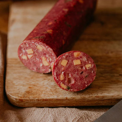 Jalapeno Peppercheese Summer Sausage | All Natural Bison Meat | High Protein Snack | No MSG | Ready To Eat | Charcuterie Meat | 7-8 oz. Roll | Cooked To Tender Perfection | Extra Kick In Every Bite | Perfect Gift Idea