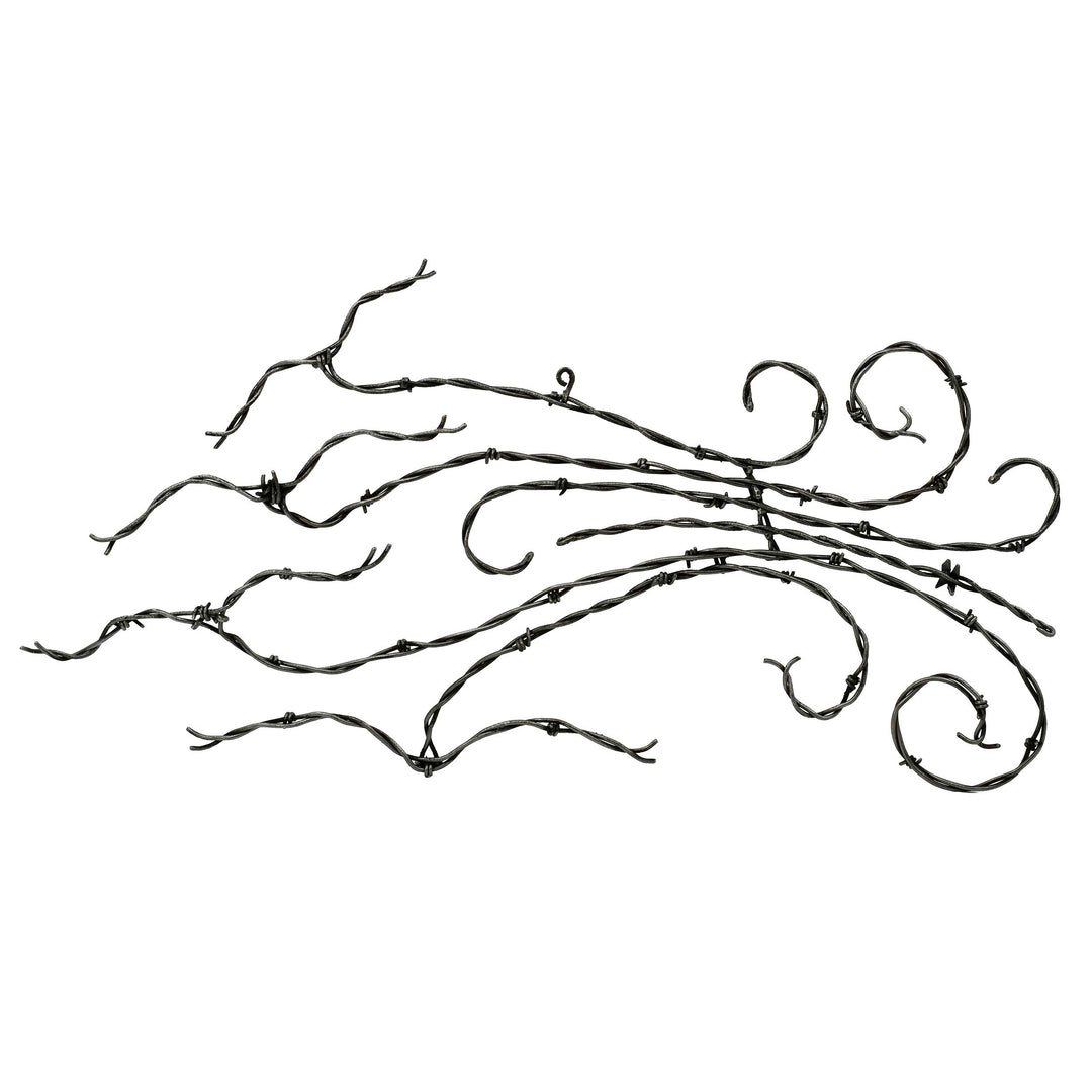 Decorative barbed wire bird decor on a white background