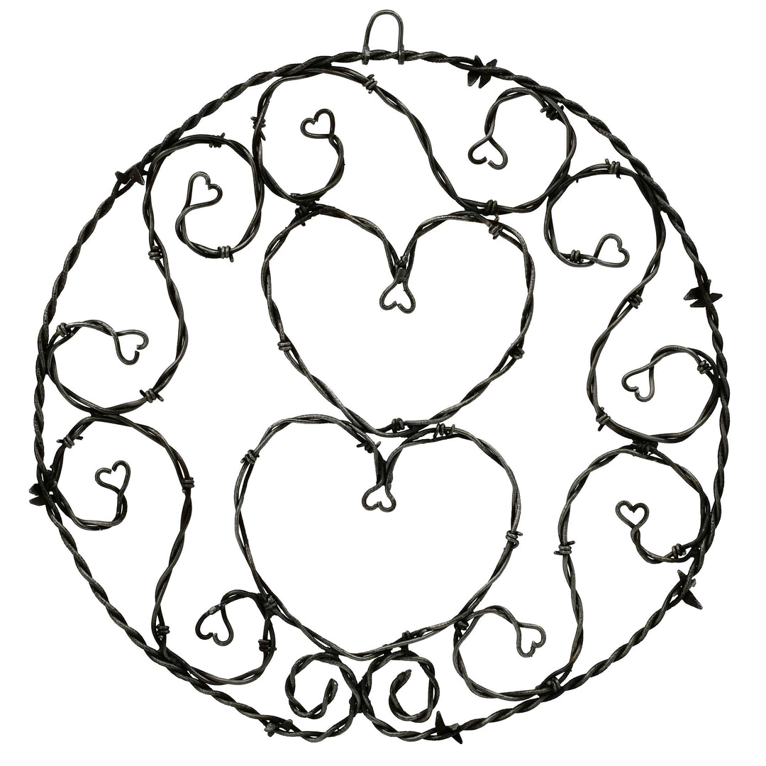 Barbed wire heart design on a white background