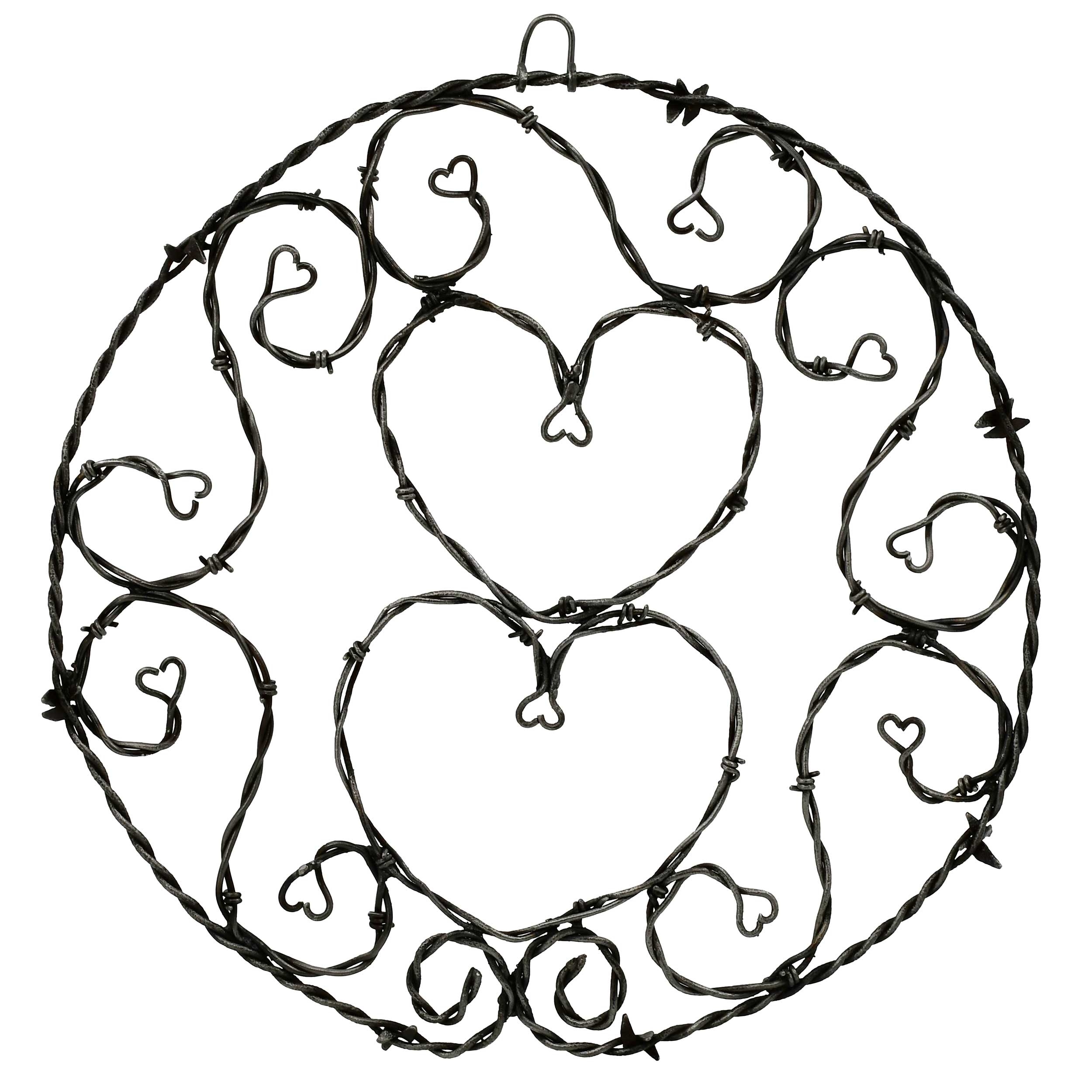 Barbed wire heart design on a white background