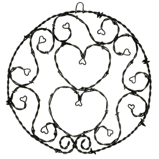 Barbed wire heart design on a white background