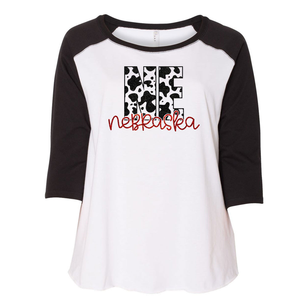 Nebraska Cow Print Baseball Tee | Multiple Sizes | Nature Finds & Designs