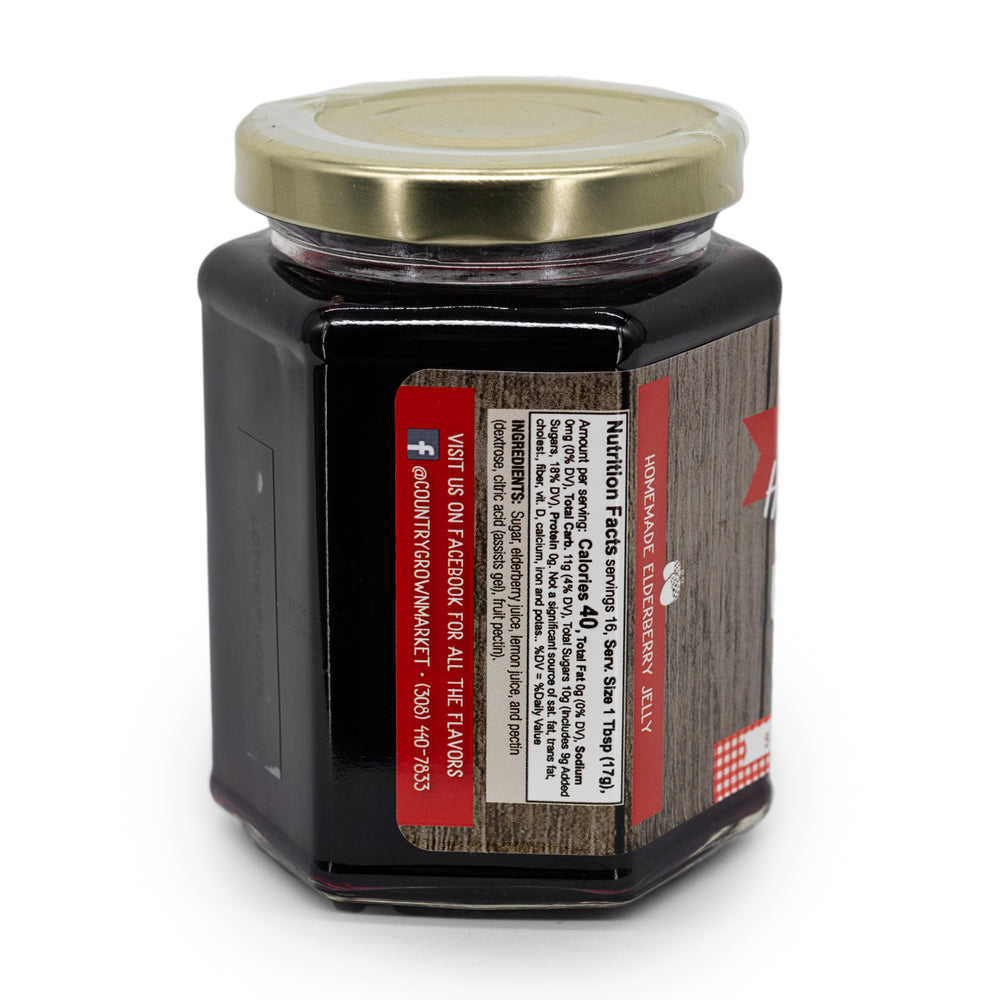 Nutrition Facts on Elderberry Jelly Label 