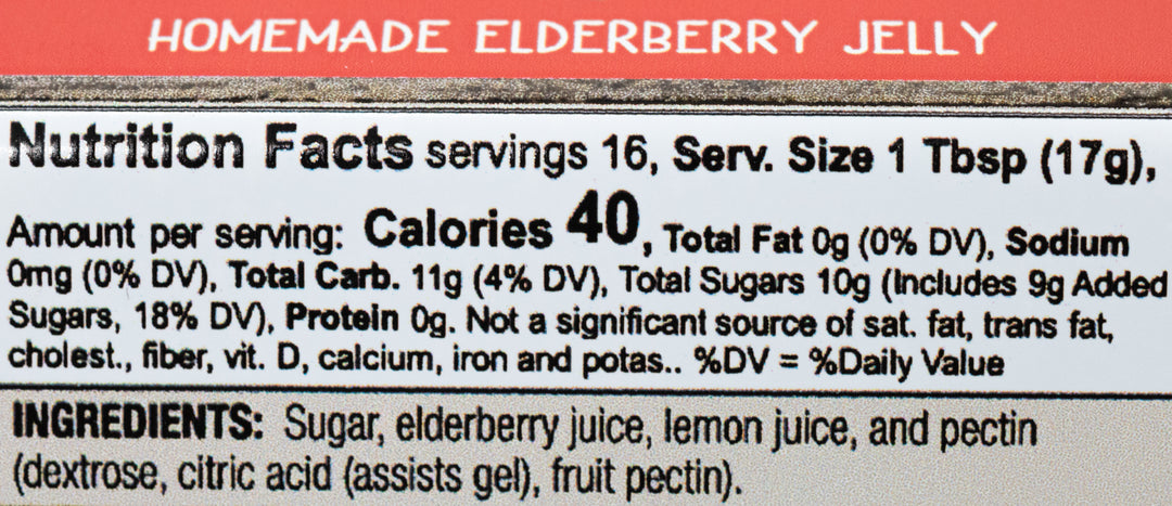 Nutrition Facts and Ingredients for Elderberry Jelly 