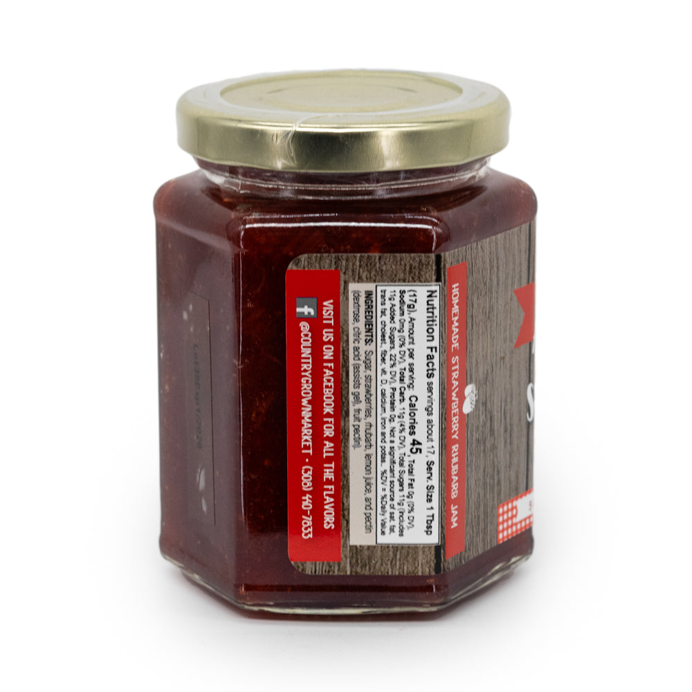 Strawberry Rhubarb Jam | 9 oz. Jar | Fresh Fruit Spread | Burst of Flavor | Sweet and Tangy Flavor | Pairs Great with Bagels, Toast, and Charcuterie Boards | Hand Stirred | Freshly Made in Nebraska | Try On Ice Cream For Sweet Treat