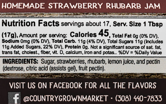 Strawberry Rhubarb Jam | 9 oz. Jar | Fresh Fruit Spread | Burst of Flavor | Sweet and Tangy Flavor | Pairs Great with Bagels, Toast, and Charcuterie Boards | Hand Stirred | Freshly Made in Nebraska | Try On Ice Cream For Sweet Treat