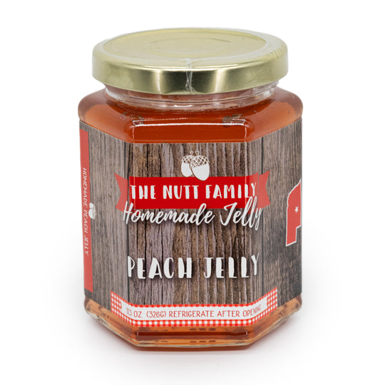 Peach Jelly | 11.5 oz. Jar | Made with Real Peaches | Toast Spread | Tangy & Full of Flavor | Made in Ravenna, NE | Nutt Family Jams and Jellies