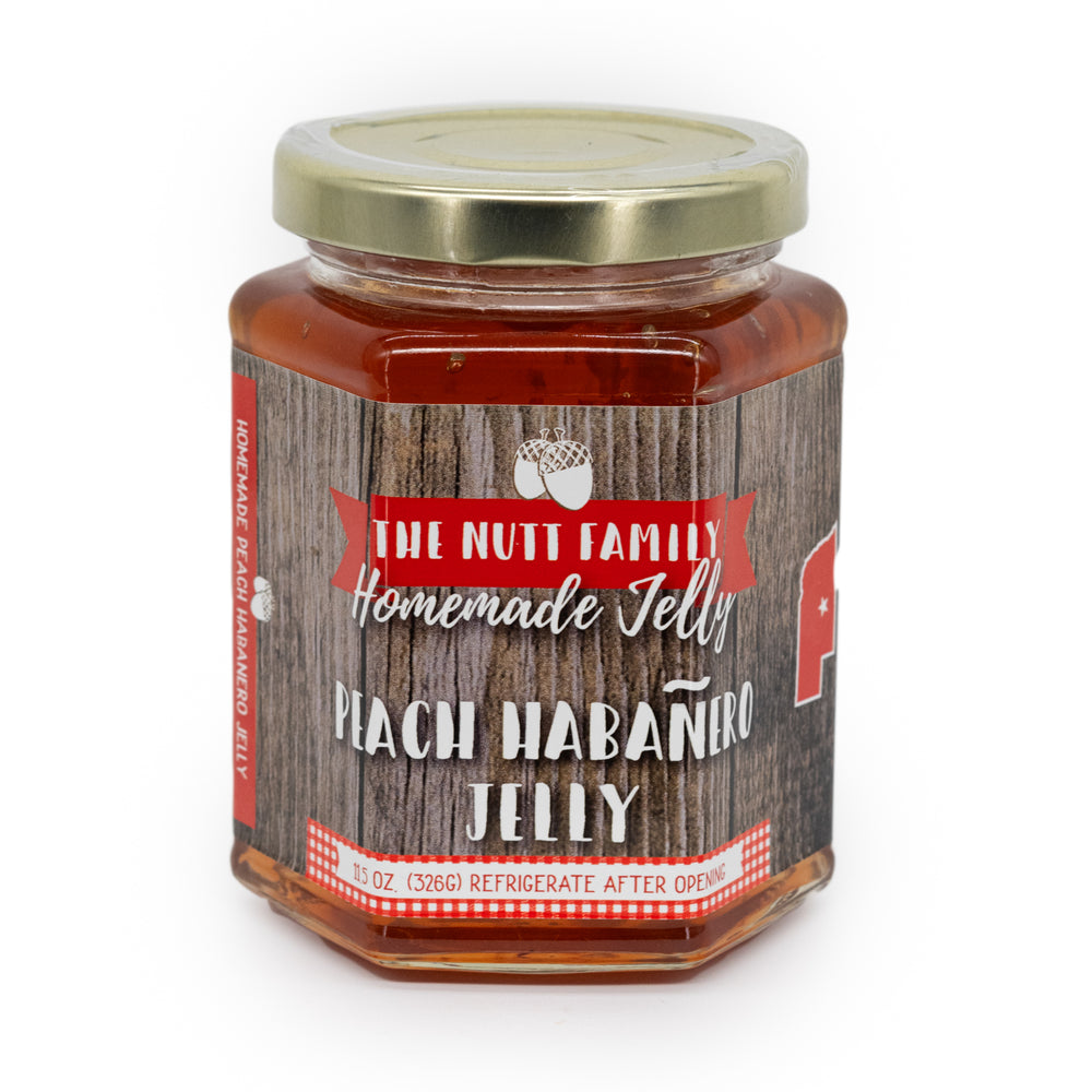 Peach Habanero Jelly | 11.5 oz. Jar | Pack of 3 | Fresh Peaches With A Kick | Spicy Fruit Spread | Made in Ravenna, NE | Nutt Family Jams and Jellies