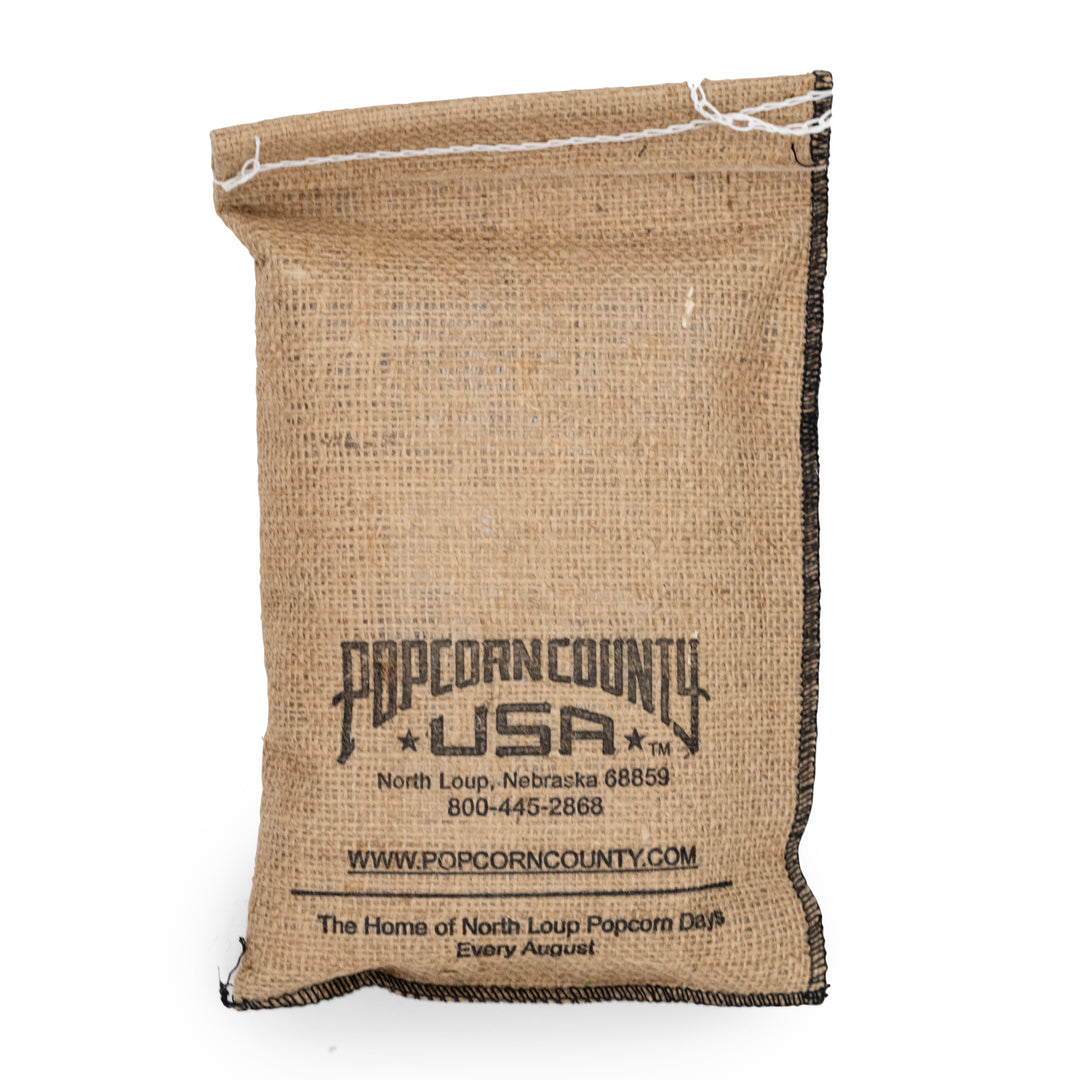 2 lb. Burlap Yellow Popcorn Back Side