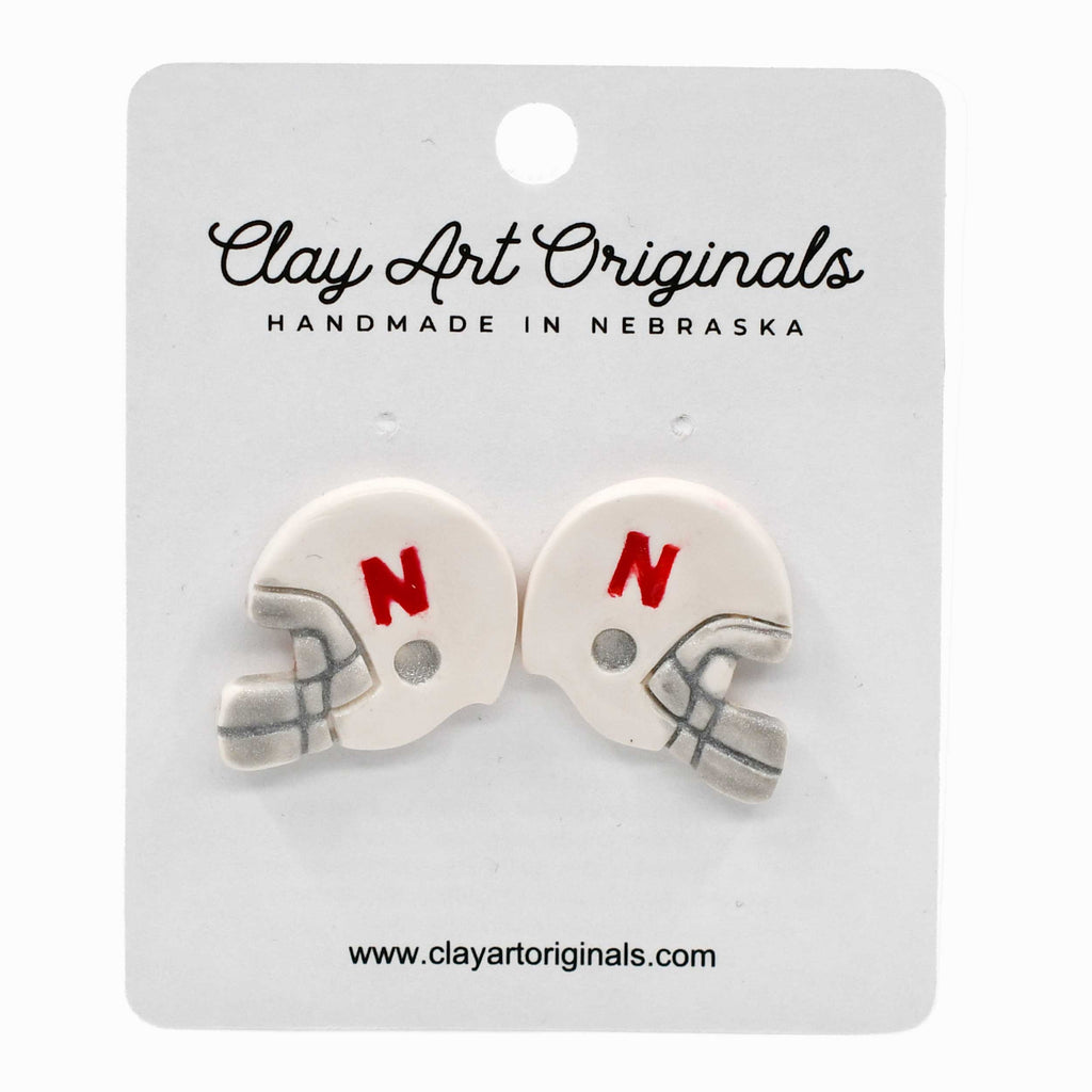 Nebraska Football Helmet Stud Polymer Clay Earrings