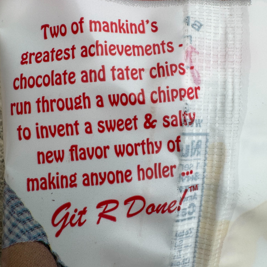 Larry The Cable Guy in his own words describing the product on the back ground of the individual package.