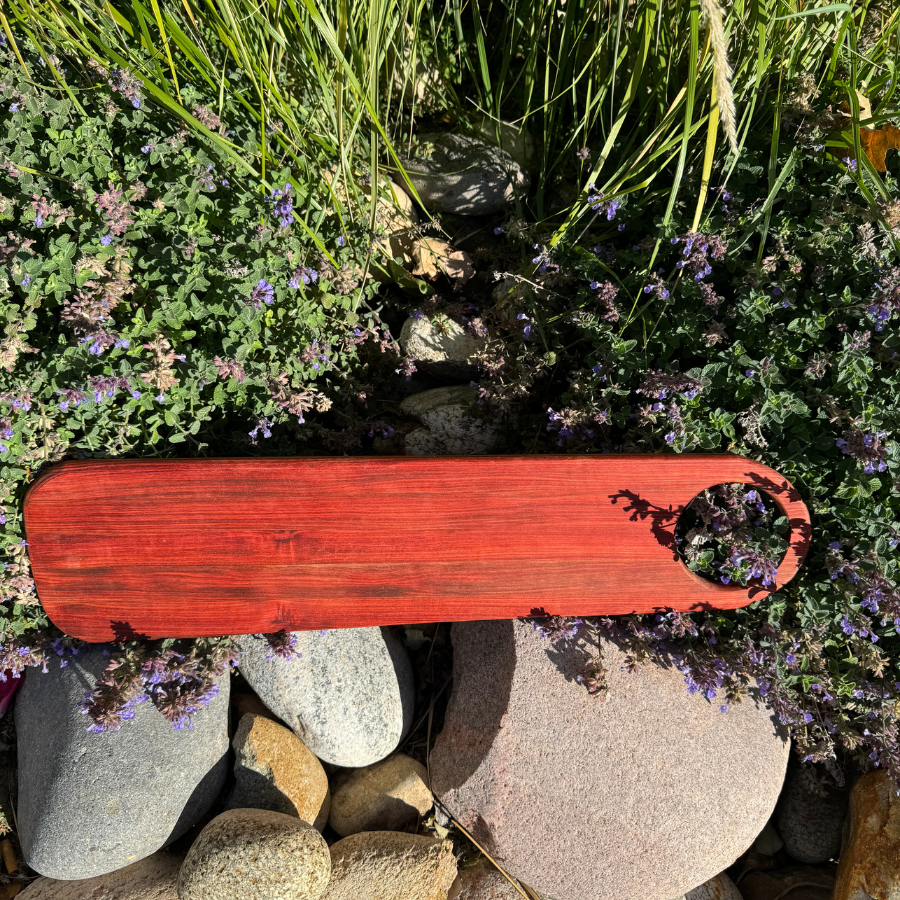 Exotic Wood Cutting Board | African Padauk Wood | Cheese Board | Paddle Board | Hand Crafted Serving Trey | Perfect for a Sample Flight Server | 20"X4.5"X0.5"