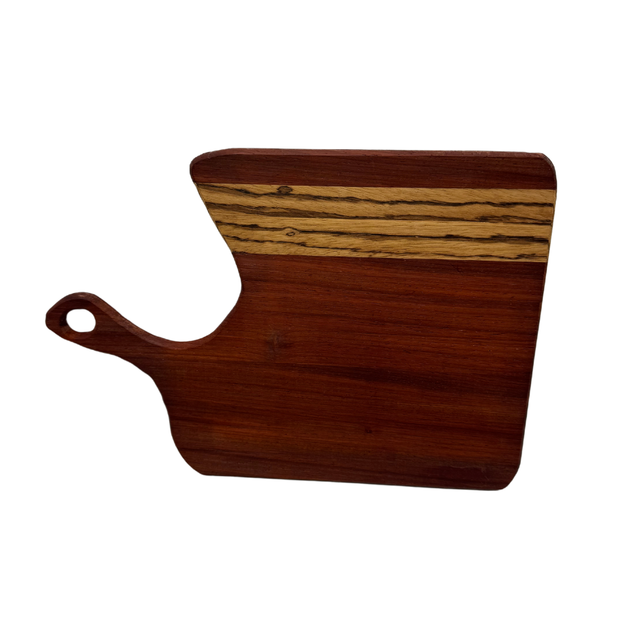 Exotic Wood Cutting Board | African Padock & Zebra Wood | Handcrafted Serving Trey | Chopping Board | Cheese Board | Exotic Bread Board | Great For Charcuterie Display | 13"X9"X0.5"