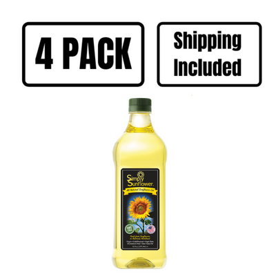 Simply Sunflower All-Natural Sunflower Oil | Non GMO, Gluten-Free, Vegan | Heart Healthy Cooking Oil | 32 oz. | 4 Pack | Shipping Included